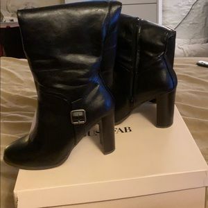 Black Heeled Boots With Silver Detail